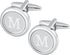 Silver Initial Cufflinks and Tie Clip Set for Men Stainless Steel Personalized Tuxedo Shirt Cuff Links Letter Alphabet A-Z Gift for Father Husband...