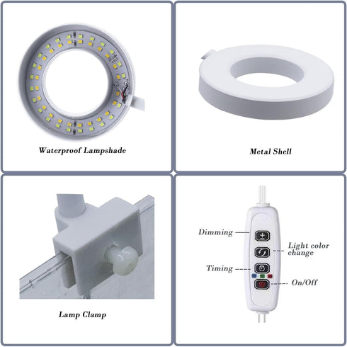 Upgraded Aquarium Light with Timer Clip On Fish Tank LED Light Small USB Light Dimmer Multi-Color White+Warm Yellow+Yellow 1 to 5 Gal (Adapter NOT...