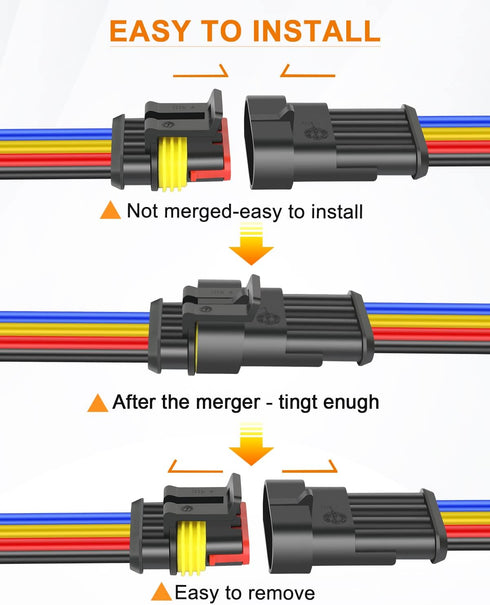NAOEVO 4 Pin Connector Waterproof, 16 AWG 4 Wire Connectors, Automotive Electrical Connectors Male and Female Way with Heat Shrink Tubing for Car ...