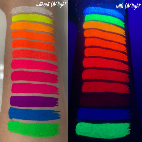 Neon Pigment Powder Set | 12 UV Blacklight Reactive Colors for Face Body Eyes Hair & Nails | Fluorescent Festival Makeup – Cruelty-Free | Hallowee...