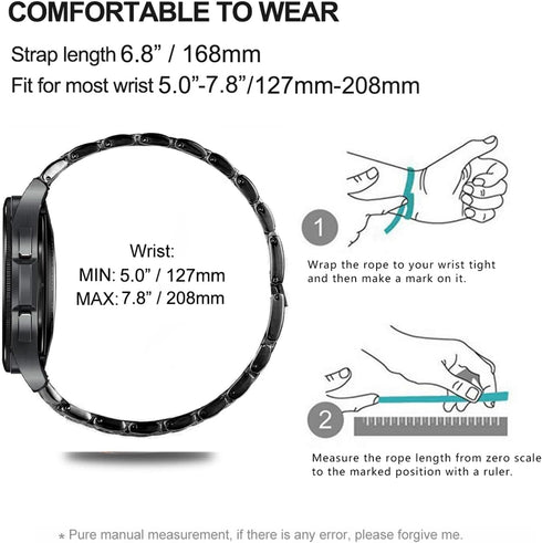 Bands Compatible with Samsung Galaxy Watch 4 Classic (46mm), 20mm Luxury Rhinestone Diamond Metal Steel Bracelet with Watch Face Bezel Ring Case C...