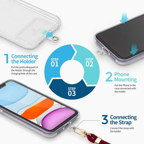 Sinjimoru Cell Phone Lanyard for Phone Case (2Packs), with Adjustable Phone Strap for Wrist Compatible with Key Holder & ID Card Holder. Sinji Str...
