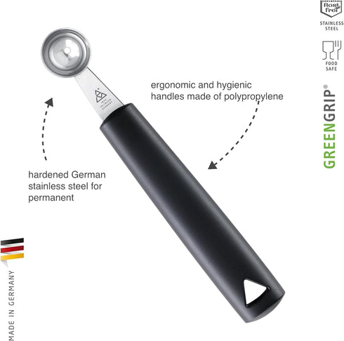 triangle Double Melon Baller - 0.9 in (22 mm) - Stainless Steel Scoop for Fruits, Vegetables, Butter & More - Comfortable, GreenGrip Handle - Dish...