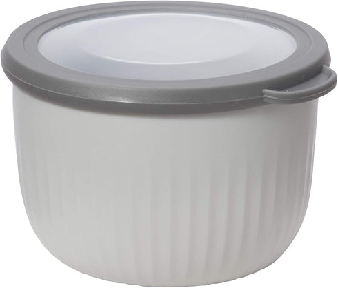 Oggi Prep, Store & Serve Plastic Bowl w/See-Thru Lid- Dishwasher, Microwave & Freezer Safe, (0.7 qt) Lt Gray w/Dk Gray Lid...