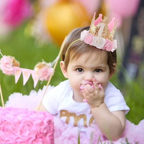 1st Birthday Hat Girl Decorations First For Baby Gifts Rose Gold Pink Crown Party One Year Old Princess...