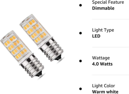 E17 LED Bulb for Microwave Oven, Kitchen Appliance Light Bulb, Stovetop Light,4 Watt (40W Halogen Bulb Equivalent), Warm White 3000K, E17 Indicato...