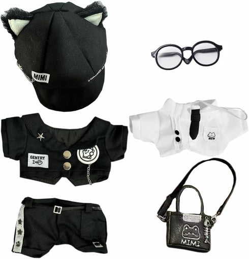 niannyyhouse 20cm Plush Doll Clothes Hat Coat Shirt Pants Backpack Glasses Black Cat Set 8in Doll Accessories Dress Up...