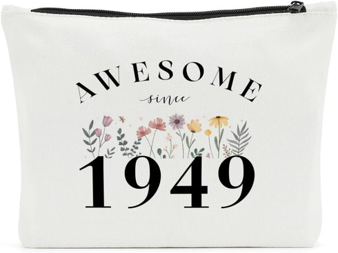 75th Birthday Gifts for Women, Awesome 1949 Makeup Bag, 75th Birthday Decorations for Her, Funny Turning 75 Year Old Gifts for Grandma Mom Wife Au...