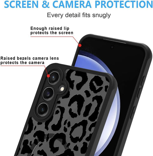 ZIYE Magnetic Case for Galaxy S23 FE Leopard Pattern Phone Case with Camera Protection,Silicone TPU Phone Protective Cover Cheetah Design Cases Co...