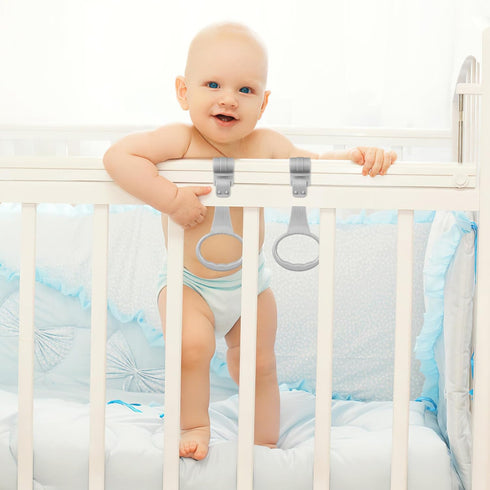ibasenice Baby Pull up Rings, Baby Standing Walker Crib Tool Ring Pair of Universal Ring Baby playpen Crib Hook Baby Toy Bed Ring Help Baby Stand ...