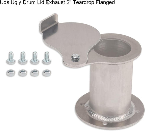 2" Teardrop Flanged Vent for UDS Ugly Drum Smoker Lid Exhaust, BBQ smoker Vent Smoke Stack Damper - With Screws (aluminium)...