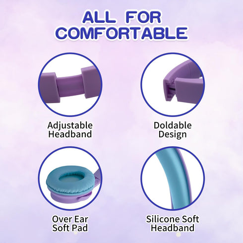 kids wireless Headphones, 15 hours play v5.0, bluetooth kids headphones 93db Volume Limited foldable with Built-in Mic for Cell Phones TV Tablet S...