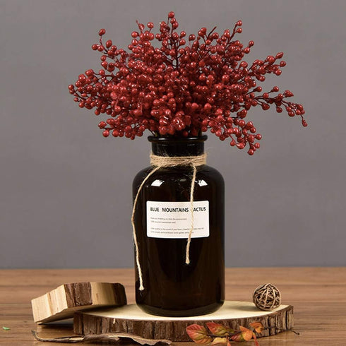 Artificial Red Berry 8 Pack Holly Red Christmas Berries Stems for Xmas Tree Decorations Crafts and Thanksgiving Day Decor Fall Autumn Halloween...