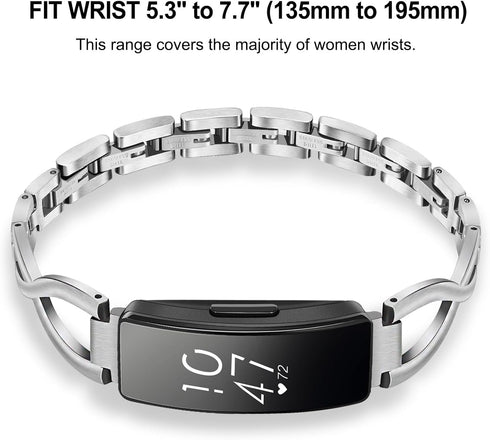 TRUMiRR Compatible Inspire/Inspire HR/Inspire 2/Inspire 3 Band Women, Solid Stainless Steel Watchband Jewelry Strap Feminine Cuff Bracelet for Fit...