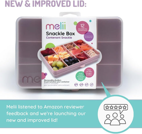 melii Snackle Box – Divided Snack Container, Food Storage for Kids, Removable Dividers, Arts & Crafts, Beads, BPA-Free – 12 Compartments (Pink)...