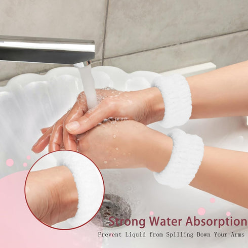 Skincare Headband Wrist Bands for Washing Face, Sponge Spa Face Wash Headband & Wristband Gift Set, Puffy Makeup Headbands Hair Band for Women for...