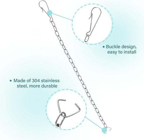 4 Pack Toilet Flapper Chain, Stainless Steel Toilet Handle Chain, 9.84'' Toilet Flapper Replacement Kit with Adjustable Length to Fit Most Toilet ...