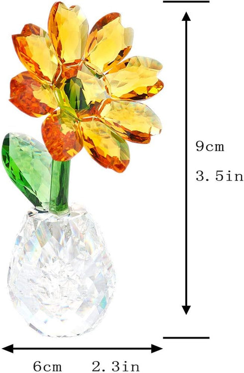 Qf QFkris Crystal Sunflower Figurine Table Crystal Flower Collectible Ornament Home Decoration Souvenir Gifts (Sunflower) for Women...