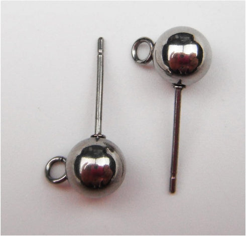 ALL in ONE 100pcs Wholesale Stainless Steel Earring Hooks Findings for DIY Jewelry Making (4mm Solid Ball Post with Loop)...