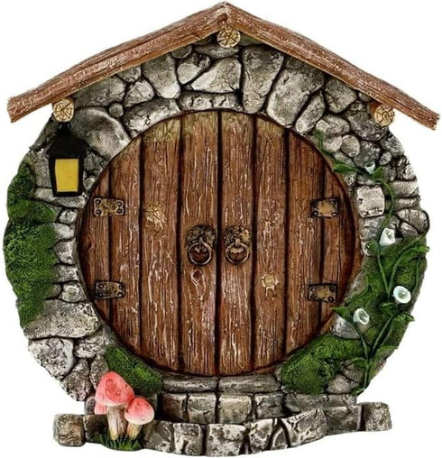 Fairy Garden Doors and Windows for Trees Miniature Fairy Gnome,Sculptures and Statues Wall and Trees Outdoor Wooden Doors and Windows in The Yard ...