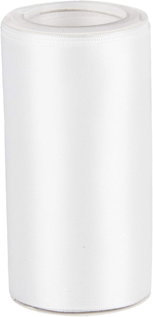 VATIN Double Face White Satin Ribbon 4" Continuous 5 Yards,White Polyester Fabric Ribbon use for Bows Bouquet, Gift Wrapping, Floral Arrangement W...
