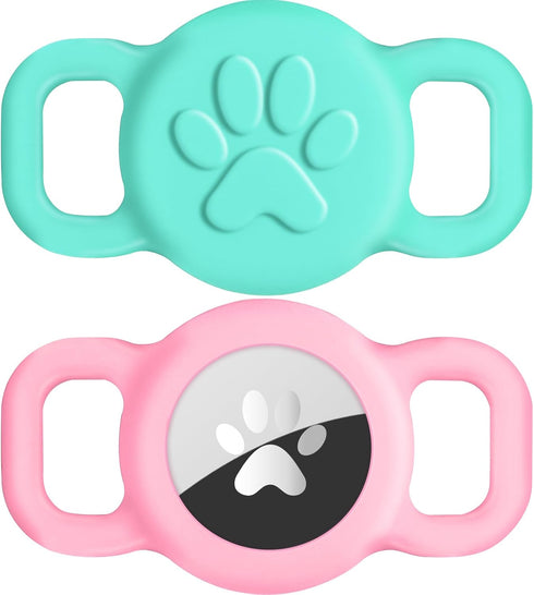 Joytale 2 Pack Cat Collar Airtag Holder,Elastic Silicone Air Tag Holder for Puppy Dogs Cats Kitten, Light and Durable Apple Airtag Holder with Sli...