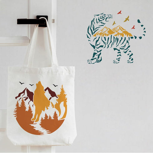 FINGERINSPIRE 12PCS/Set Bear Deer Eagle Rabbit Wolf Stencils, 11.8x11.8 Inch Tiger Elephant Claw Animal Stencils for Drawing, Wildlife Stencils fo...