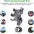 FANAUE Double Socket Arm Connects to 17mm Ball Head Adapter Only, Compatible with Garmin GPS Mount and Bike Motorcycle Phone Holder, Made of Alumi...