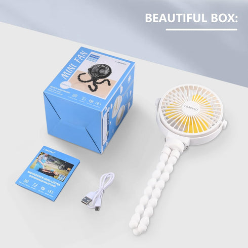 LAMJAD Stroller Fan,Portable USB Personal Clip-on Car Seat Fan Mini Handheld Desktop Fan 360° Rotatable Suitable for Camping Outdoor Office Crib T...