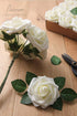 Floroom Artificial Flowers 25pcs Real Looking Ivory Foam Fake Roses with Stems for DIY Wedding Bouquets White Bridal Shower Centerpieces Arrangeme...