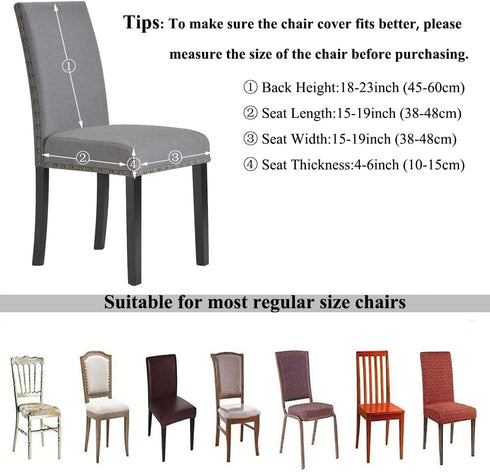 HZDHCLH Chair Covers for Dining Room Set of 4,Stretch Spandex Grey Parsons Chair Slipcover 4 Pack,Removable Washable Dining Chair Cover,Anti-dust ...