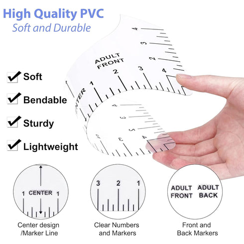 9pcs Tshirt Ruler Guide for Vinyl Alignment, T Shirt Rulers to Center Designs, PVC Measurement Template, Sewing Supplies Accessories Tools for Cri...