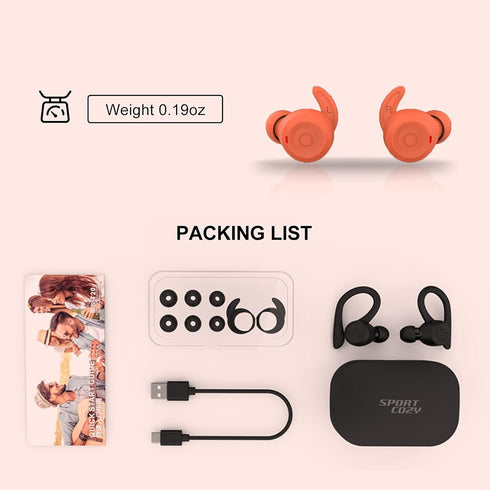 Orange Over Ear Wireless Earbuds with Earhooks Running Bluetooth Earbuds with ear hook Waterproof Small Earphones in Ear Headphones Noise Cancelli...