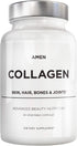 Amen Multi Collagen Peptides Capsules with Hyaluronic Acid and Vitamin C - 5 Types of Collagen Protein Type I, II, III, V, X - Grass Fed Hydrolyze...