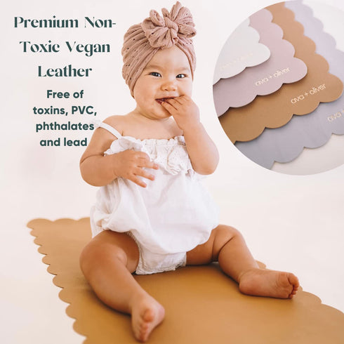 Vegan Leather Baby Changing Mat (16 X 30 in) - Multipurpose Wipeable and Portable Diaper Mat - Foldable for Travel (Tan)...