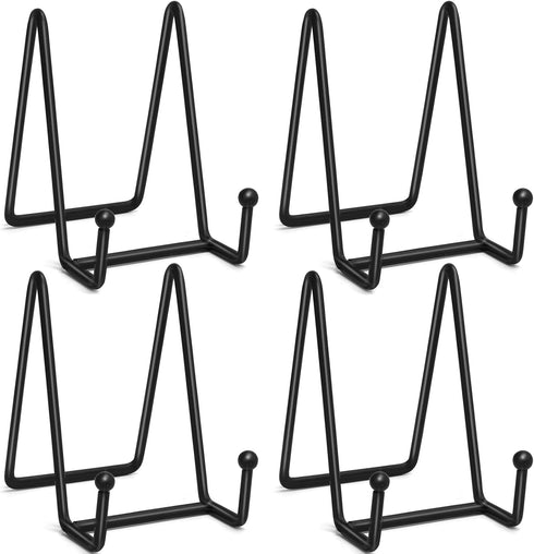 Plate Stands for Display, 4 Pcs 4-1/4 Inch Plate Holder Display Stand, Metal Iron Picture Frame Holders Stand for Book Photo Small Easels Plaque D...