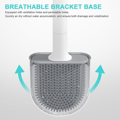 Toilet Brush and Holder Set, Toilet Brush with Silicone Bristles & Wall Mounted Holder, Toilet Brush Set with Quick Drying (White)...