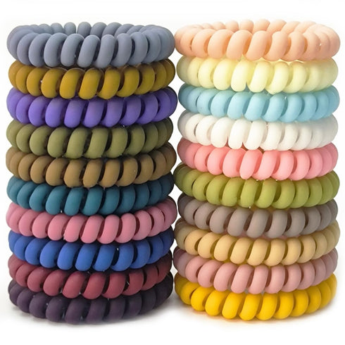 Spiral Hair Ties 20 Pieces No Crease Coil Hair Ties No Damage Phone Cord Hair Ties Elastics Hair Coils Traceless Plastic Hair Bands Spiral Bracele...
