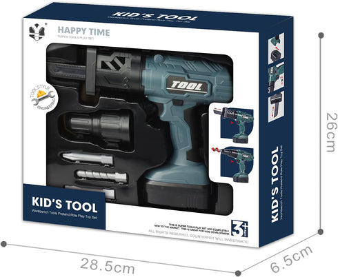 Toy Tool Set Outside Construction Play Tools, Power Saw, Electric Drill include 3 Interchangeable Drill Bits with Light, Sound,Kids Pretend Play D...