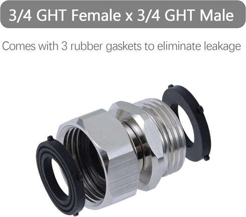 Garden Hose Swivel Adapter, 3/4" GHT Solid Brass Hose Connectors Adapters,3/4 GHT Female x 3/4 GHT Male Hose Adapter...
