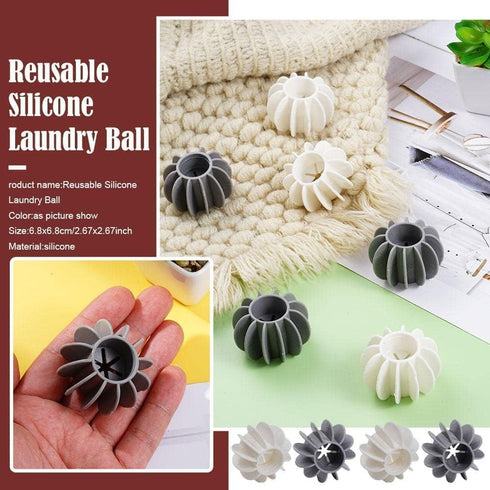 6Pcs Gray Laundry Ball Silicone Clothes Hair Cleaning Tool Pet Hair Remover Laundry Lint and Pet Hair Remover Balls for Reusable Cat Washing Hair ...