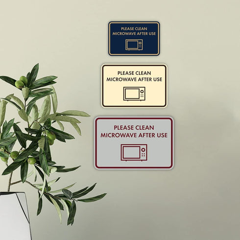 Classic Framed Please Clean Microwave After Use Sign (Brushed Silver) - Small...