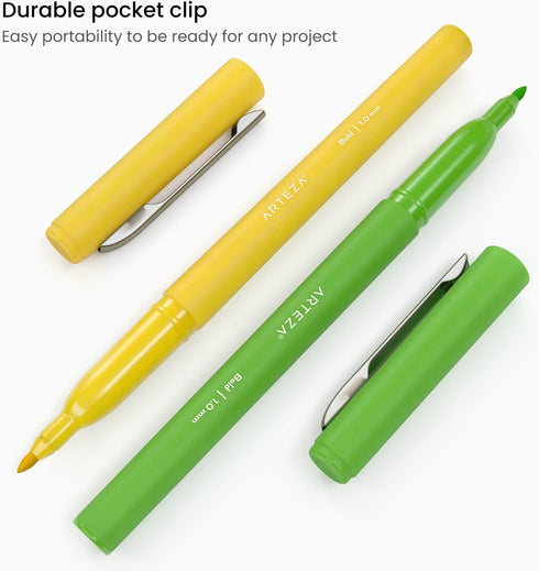 ARTEZA Felt Tip Pens, Set of 24, Sherbet Colors, 1.0–1.5mm Fiber Tip, Quick-Drying Ink...