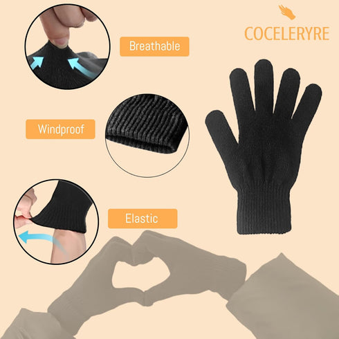 Winter Gloves for Cold Weather Black Gloves for Women, Men's Knitted Gloves Set, Unisex Stretch Gloves Warm Magic Gloves (6 Pairs)...