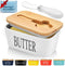 Butter Dish with Lid, Large Butter Container for Countertop, Ceramic Butter Holder for Counter, Butter Tray Butter Keeper with Knife and Sponge Sc...
