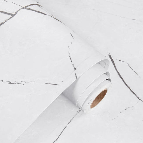 WESTICK Marble Peel and Stick Wallpaper Self Adhesive Waterproof Marble Contact Paper for Countertops Grey White Countertop Contact Paper for Cabi...