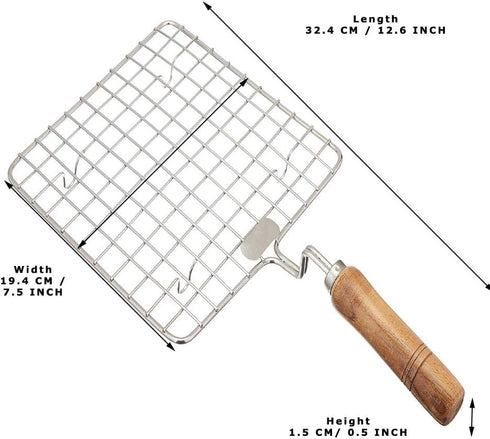 Sahishnu Online And Marketing Square Roasting Net with Tong,Roasting Pan,Wire Roaster,Roasting Net,Roti Grill, Papad Grill, Chapati Grill,Stainles...