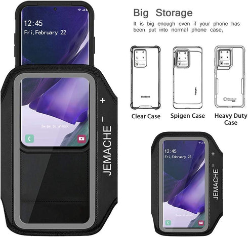 Galaxy Note 20, 20 Ultra Armband, JEMACHE Gym Running Workouts Water Resistant Arm Band Case for Samsung Galaxy Note 20/20 Ultra with Key Holder (...