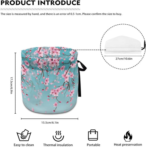Cherry Blossom Print Tea Cozies for Teapot, Portable Kettle Cover Tea Kettle Quilt Tea Cosy Cotton Kettle Tea Pot Cover Dust Proof Insulated Keep ...