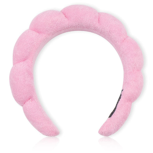 BLAAROOM Spa Headband for Women Soft Puffy Sponge Terry Towel Cloth Head Band for Washing Face Bubble Skincare Makeup Headband Hair Accessory(Pink...